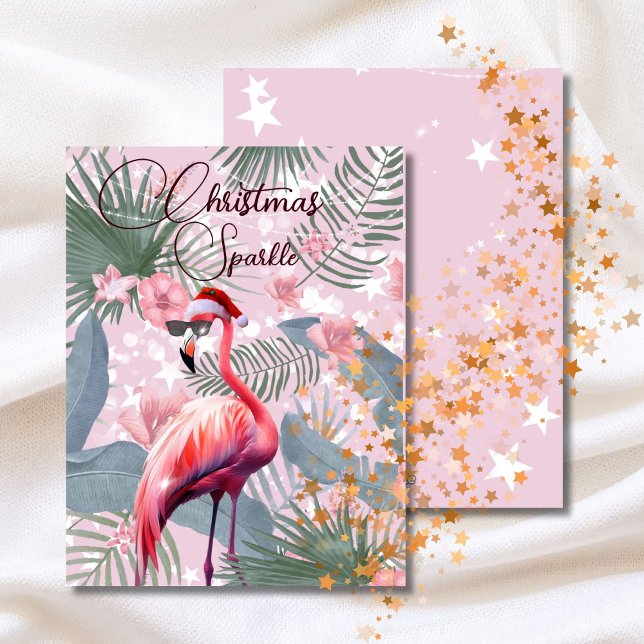 Tropical Flamingo Christmas Sparkle Holiday Santa  (Creator Uploaded)