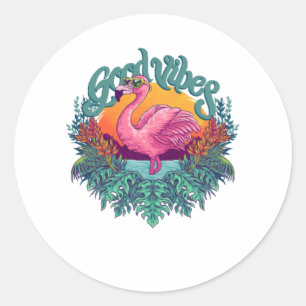 Tropical Flamingo Classic Round Sticker