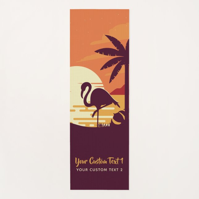 Tropical Flamingo custom text yoga mat (Front)