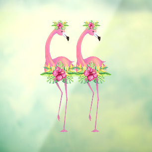 Tropical flamingo dancers jungle plants