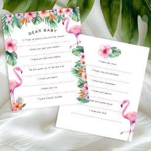 Tropical Flamingo Dear Baby Wishes Card 