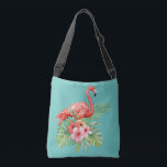 Tropical Flamingo Floral Aqua Blue Crossbody Bag<br><div class="desc">Email me at JMR_Designs@yahoo.com if you need assistance or have any special requests.</div>