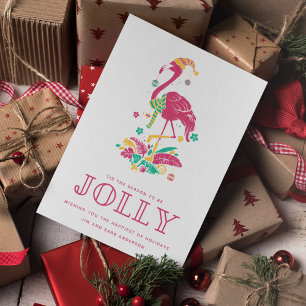 Tropical Flamingo Florida Beach Christmas Holiday  Card