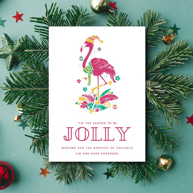 Tropical Flamingo Florida Beach Christmas Holiday Card (Tropical Flamingo Florida Beach Christmas Holiday Card)