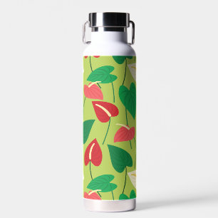 Tropical flamingo flower pattern water bottle