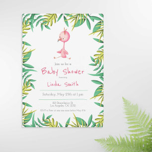 Tropical Flamingo Girl Baby Shower Invitation