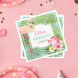 Tropical Flamingo Graduation Luau Party Napkin