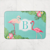Tropical Flamingo Hibiscus Monogram Initial