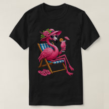 Tropical Flamingo Lounging in Beach Chair