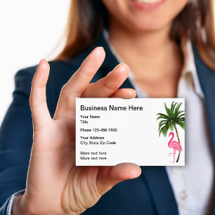Tropical Flamingo Palm Tree Business Card