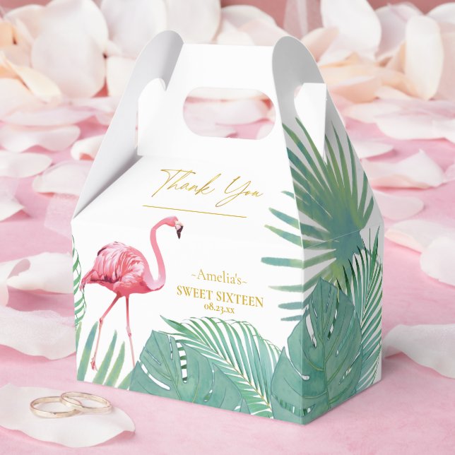 Tropical Flamingo Palms Sweet 16 ID922 Favour Box (Wedding)