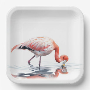 Tropical Flamingo Paper Plate