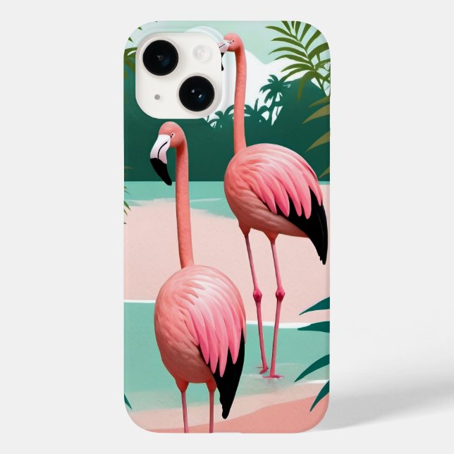 Tropical Flamingo Paradise Case-Mate iPhone Case (Back)