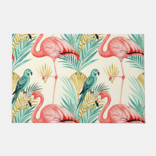 Tropical Flamingo Parrot Jungle Doormat