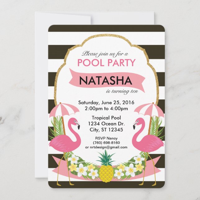 Tropical Flamingo Party Invitation (5x7) (Front)