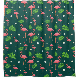 Tropical Flamingo Pattern Shower Curtain