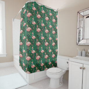 Tropical Flamingo Pattern Shower Curtain