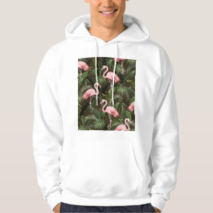 Tropical Flamingo Pattern: Vintage Leaves Hoodie