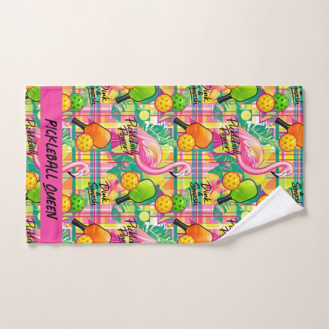 Tropical Flamingo Pickleball  Hand Towel (Hand Towel)
