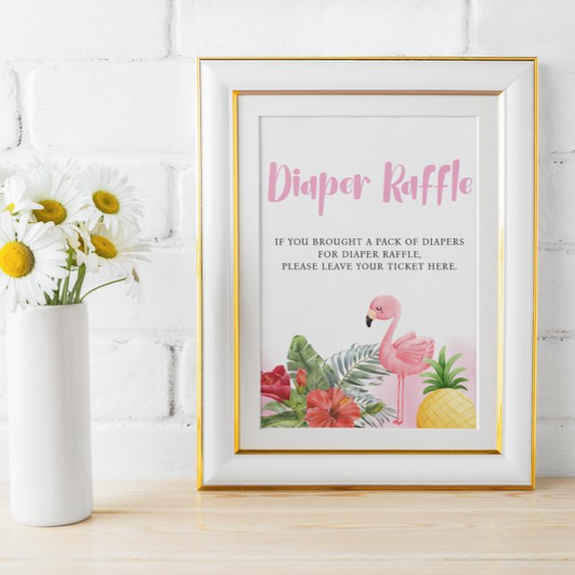 Tropical Flamingo Pink Diaper Raffle  Sign (Creator Uploaded)