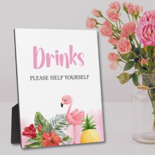 Tropical Flamingo Pink Drinks Sign Plaque