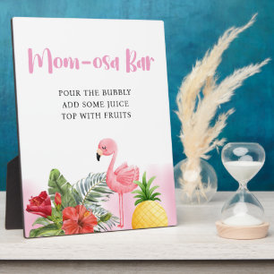 Tropical Flamingo Pink Mum-osa Bar Baby Shower Plaque
