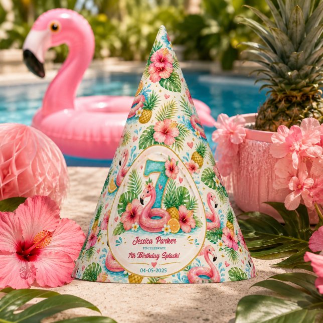 Tropical Flamingo Pool Party 7th Birthday Splash Hat (Tropical Flamingo Pool Party 7th Birthday Splash Hat
)