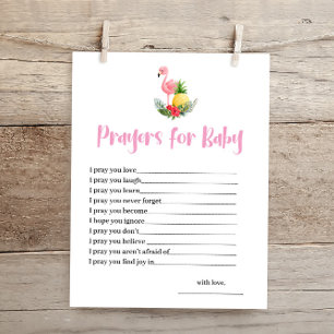 Tropical Flamingo Prayers for Baby Shower Card