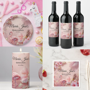 Tropical Flamingo Quinceañera, custom Napkin