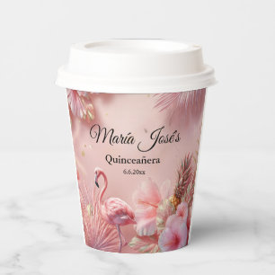Tropical Flamingo Quinceañera, custom Paper Cups