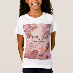 Tropical Flamingo Quinceañera, custom T-Shirt