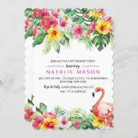 Tropical Flamingo Retirement Party Invitation