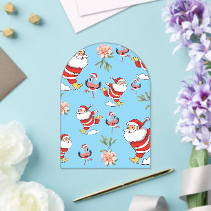 Tropical Flamingo Santa Christmas Pattern Acrylic Invitations