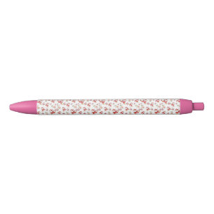 Tropical Flamingo Santa Christmas Pattern Black Ink Pen