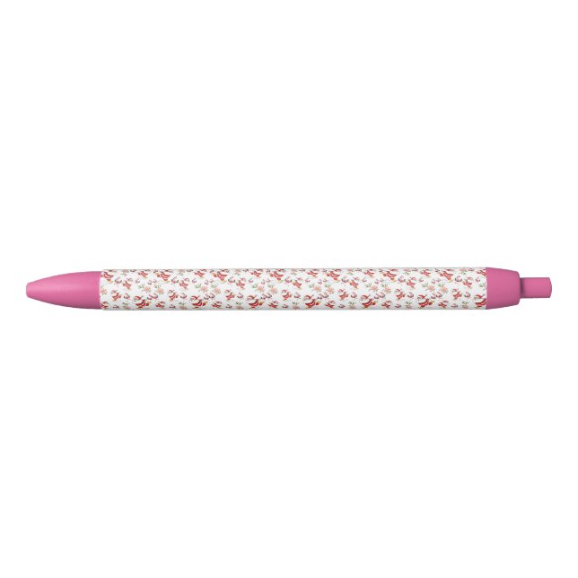 Tropical Flamingo Santa Christmas Pattern Black Ink Pen (Front)