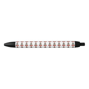 Tropical Flamingo Santa Christmas Pattern Black Ink Pen