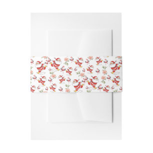 Tropical Flamingo Santa Christmas Pattern Invitation Belly Band