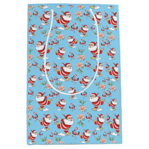 Tropical Flamingo Santa Christmas Pattern Medium Gift Bag