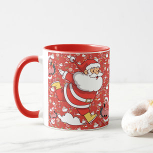 Tropical Flamingo Santa Christmas Pattern Mug