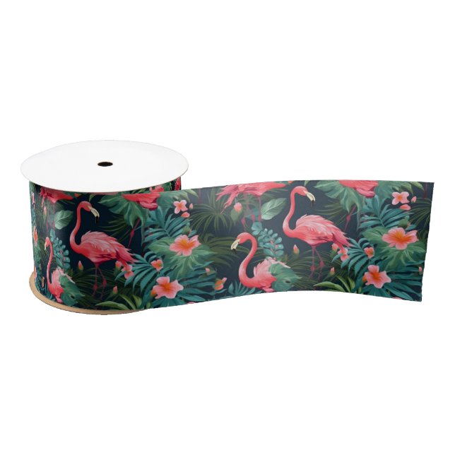 Tropical Flamingo Satin Ribbon (Spool)