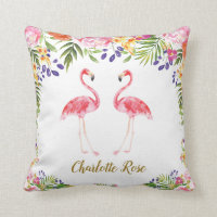 Tropical Flamingo Summer Floral Leaves