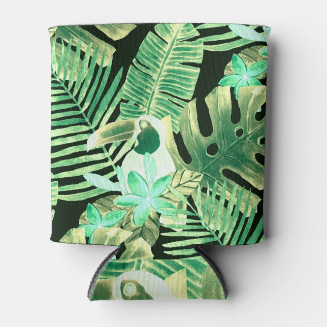 Tropical Flamingo: Summer Pattern Background Can Cooler (Front)