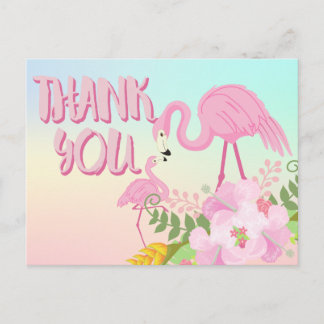Tropical Flamingo Thank You Postcard