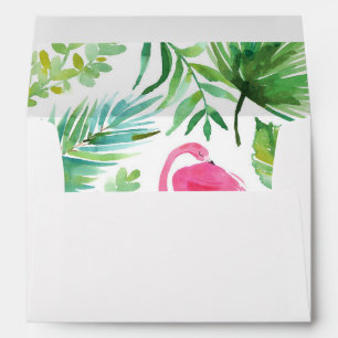 Tropical Flamingo Watercolor Envelope with Liner