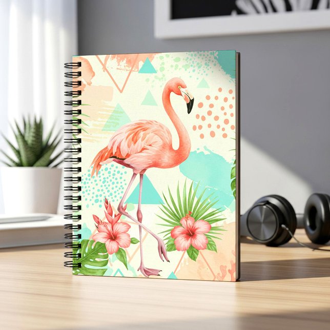 Tropical Flamingo Watercolor & Geometric Pattern Notebook (Creator Uploaded)