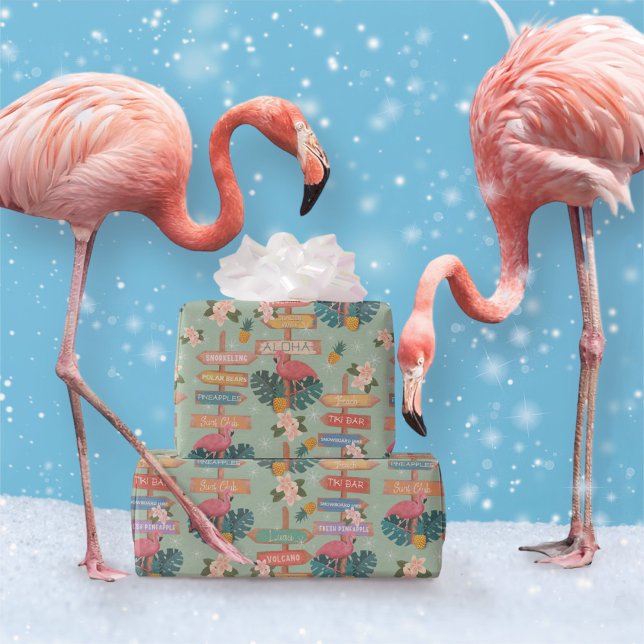 Tropical Flamingo Winter Wrapping Paper (Creator Uploaded)
