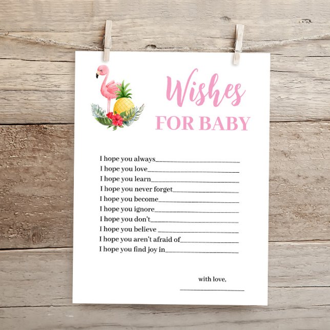 Tropical Flamingo Wishes for Baby Shower Card (Creator Uploaded)