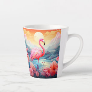 Tropical Flamingo with Flowers-76280 Latte Mug