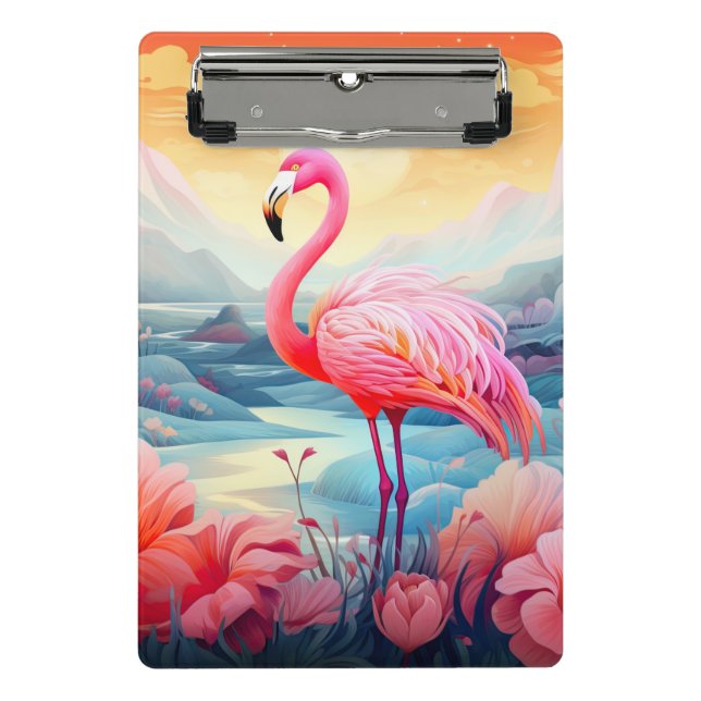 Tropical Flamingo with Flowers-76280 Mini Clipboard (Front)