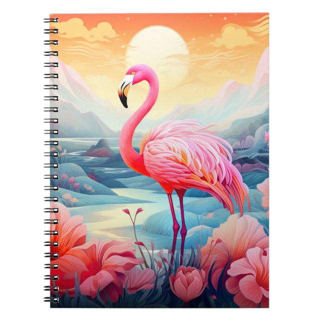 Tropical Flamingo with Flowers-76280 Notebook (Front)